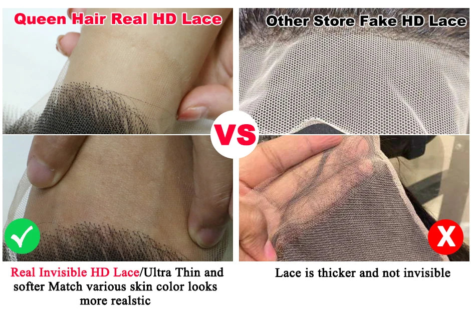 Queen Hair Real HD Invisible Wig 13x6 13x4 5x5 6x6 7x7 Undetectable Lace 100% Raw Human Hair Wigs Body Wave / Straight