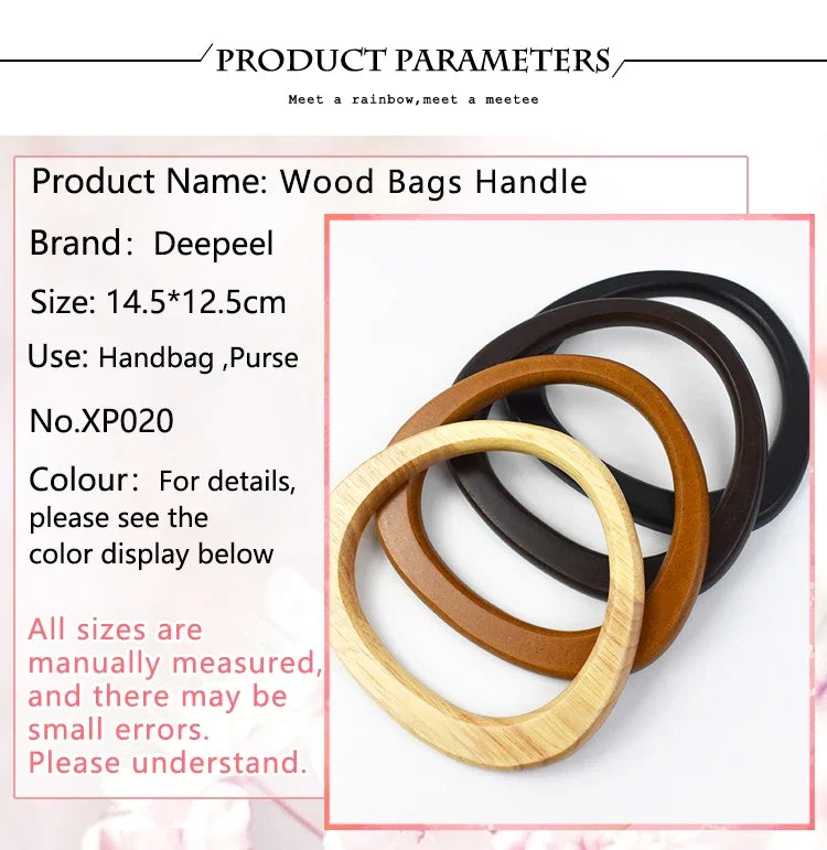 2/4Pcs Deepeel 14.5*12.5cm D Shape Women's Handbag Wooden Handle Handcrafted Woven-Bag Purse Wrist Handles DIY Bags Accessories