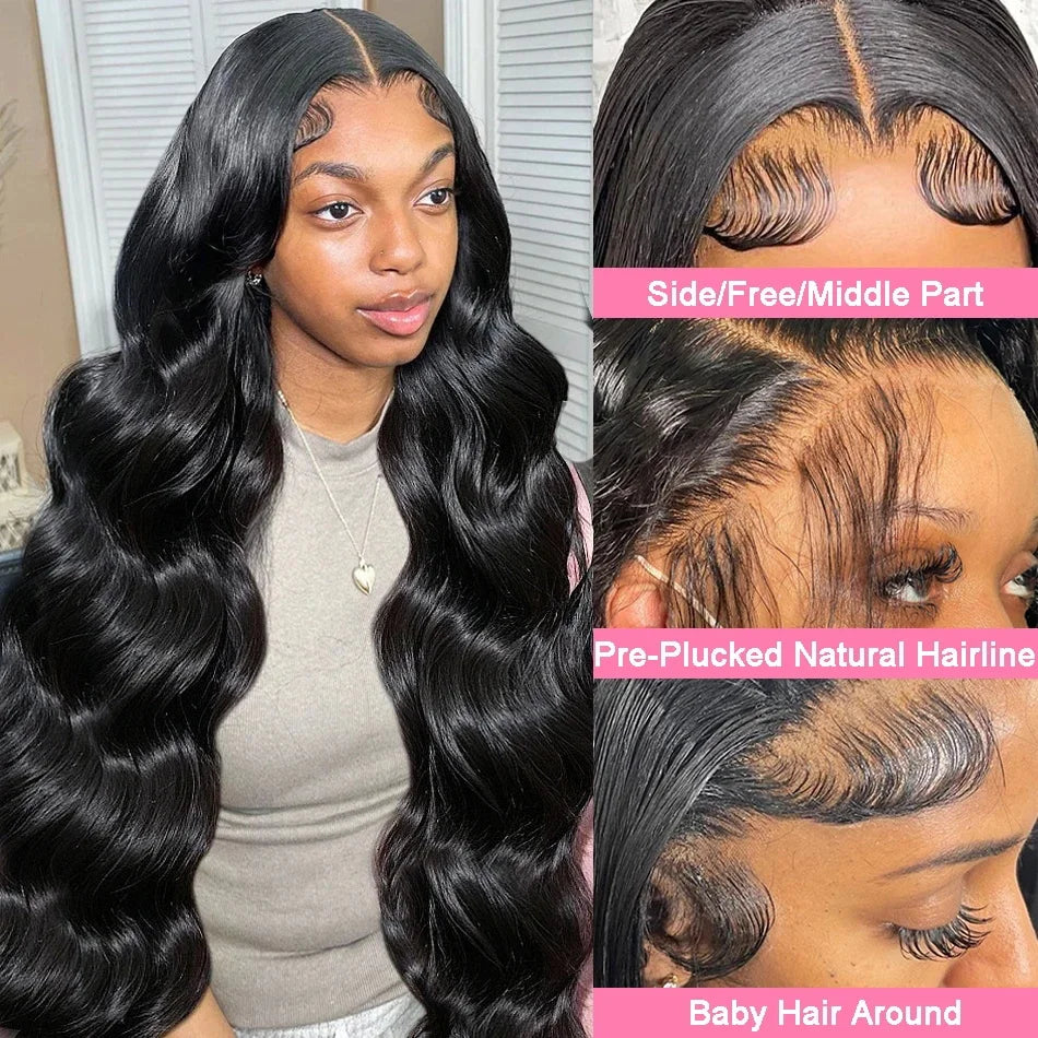 Perruque Body Wave HD Transparent | 30-40 Pouces | 360 & 13x4 & 13x6 Lace Front | Pré-Pluçuée | Femmes Noires