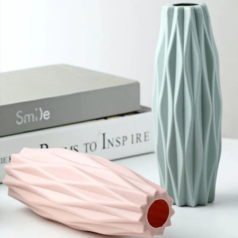 Vase Plastique Imitation Céramique Blanc | Style Nordique | Mariage & Décor Chambre & Bureau