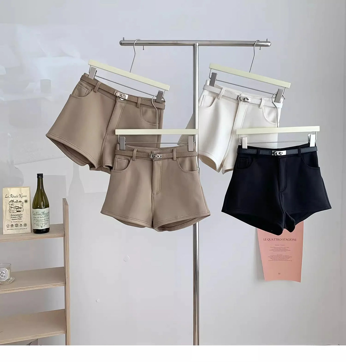 High Waist A-Line Wide Leg Pants Women's Casual Shorts Spring 2025 Korean Style Retro Elegant Outerwear Hot Pants