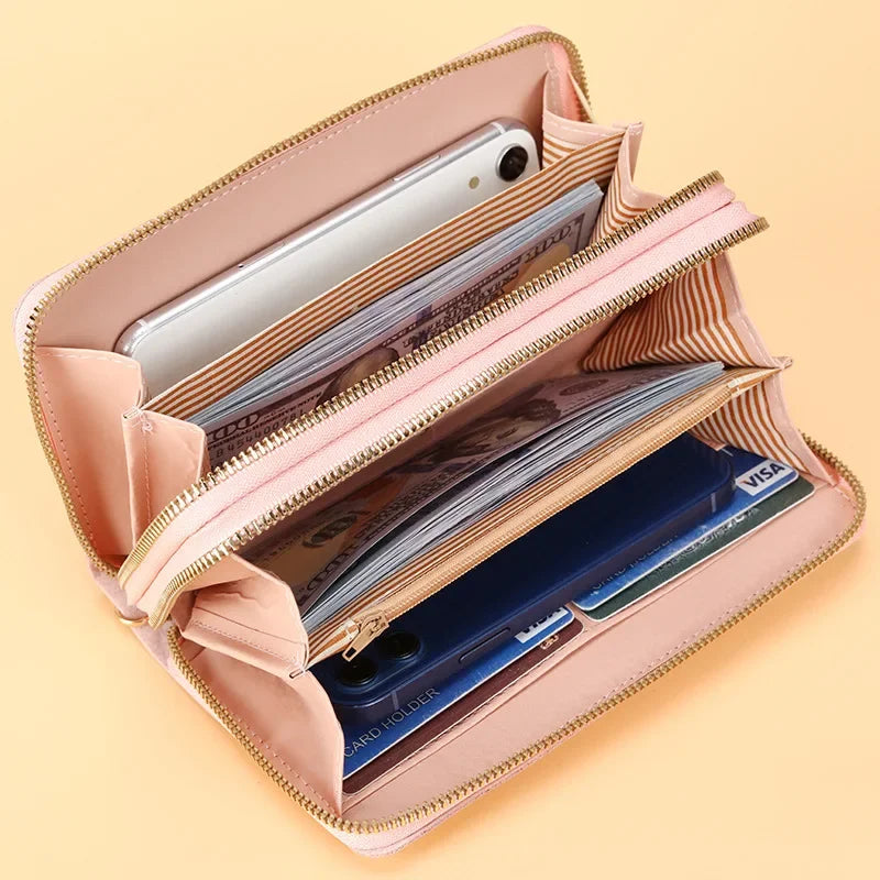 Portefeuille Long Femme | Gland Décoratif | Porte-Monnaie & Porte-Cartes | Cuir PU | Clutch