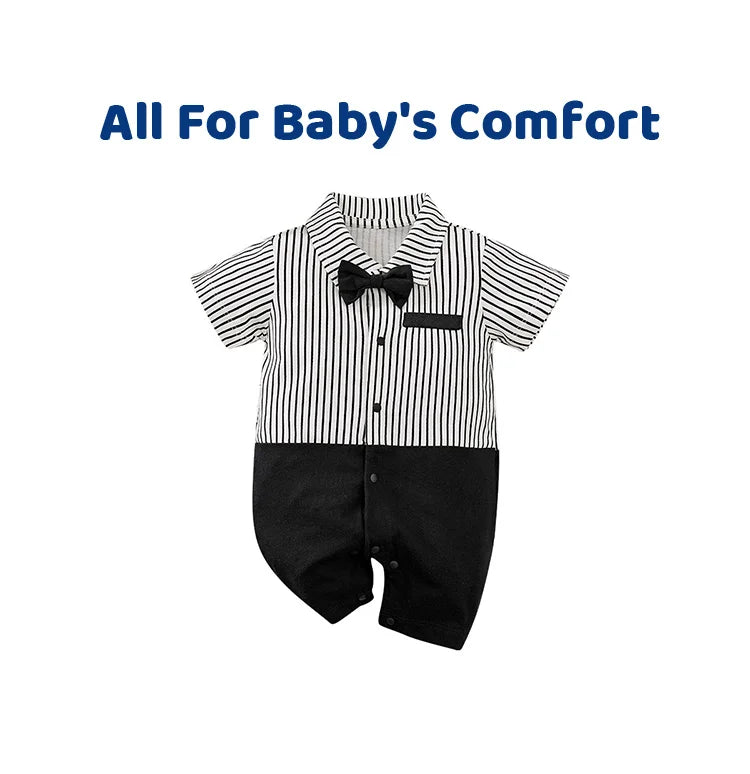 0-18 Baby Bodysuit Gentleman Style Handsome Formal Cotton Comfortable Soft Boys And Girls Summer Short-Sleeved Newborn Clothes
