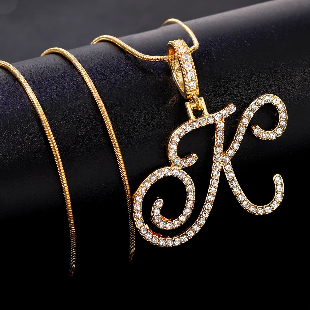 Collier Lettre Initiale A-Z Cursive | Chaîne Corde Simple | Cadeau Bijou Femme Tendance
