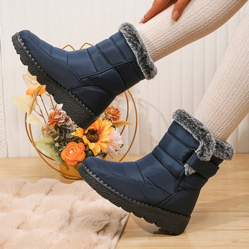 Bottes de Neige Femme 2026 | Fausse Fourrure Peluche | Cheville | Antidérapantes | Grande Taille