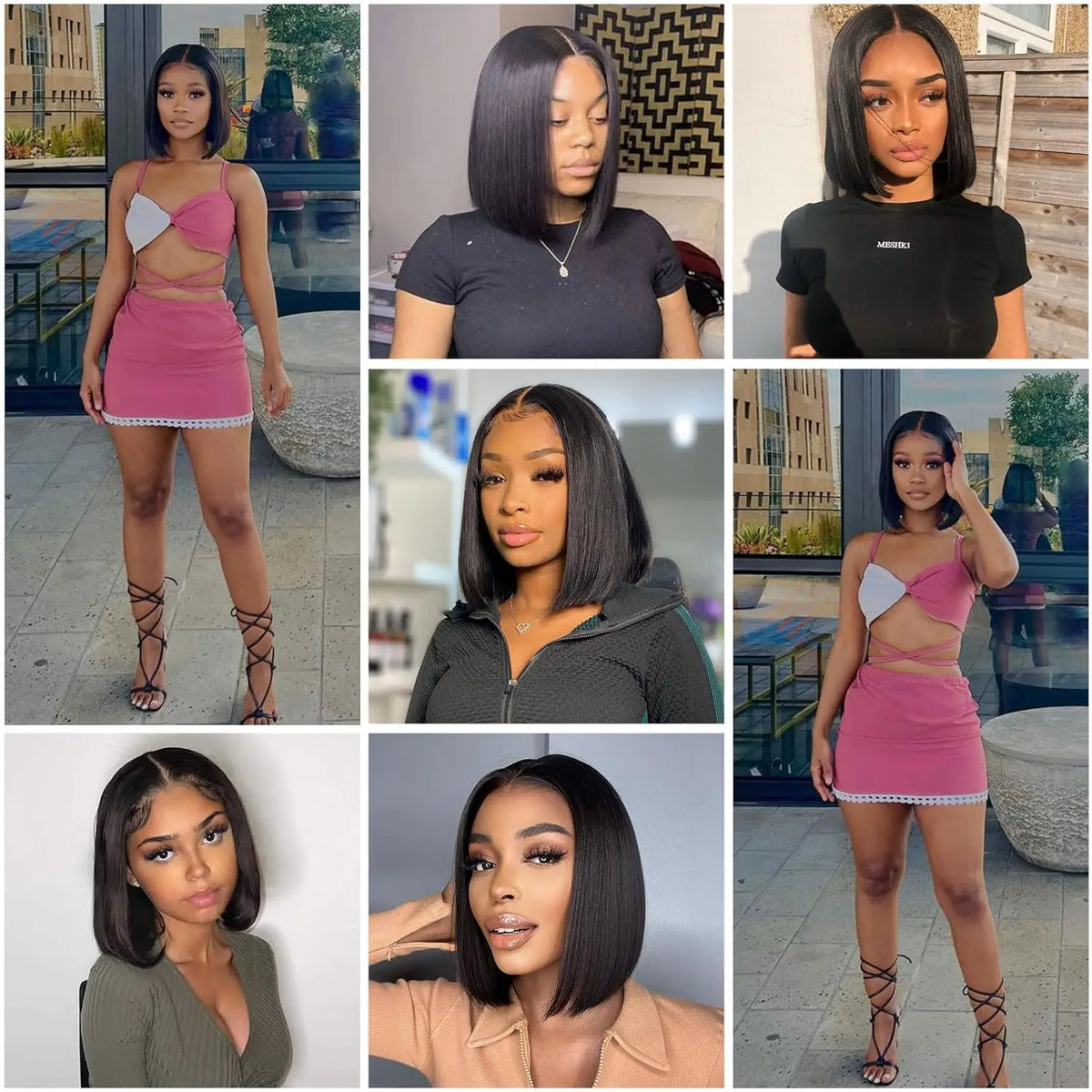Perruque Bob Lisse Glueless | Wear & Go | Lace Front Pré-Coupée | Sans Colle | Cheveux Humains | Femme