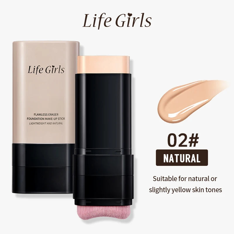 Light and Moist Hydrating Foundation, Natural-Looking, Moisturizing, Shiny, Thin and Lightweight, Double-Headed Makeup Foundation That Rotates for Easy Use, with Its Own Brush, Waterproof, Easy to Apply Makeup, and Easy for B