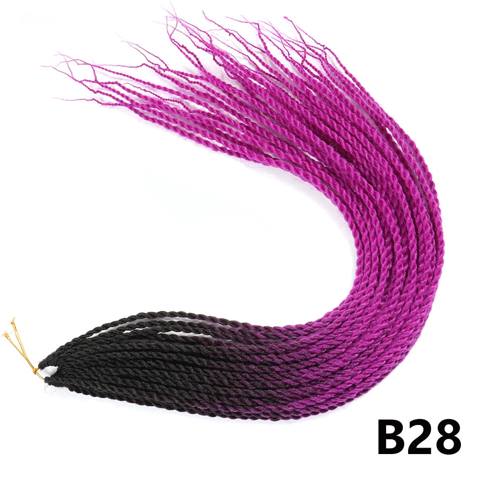 Tresses Senegalese Twist Crochet Synthétiques 24 Pouces | Brun | 30 Racines | Extensions Femme