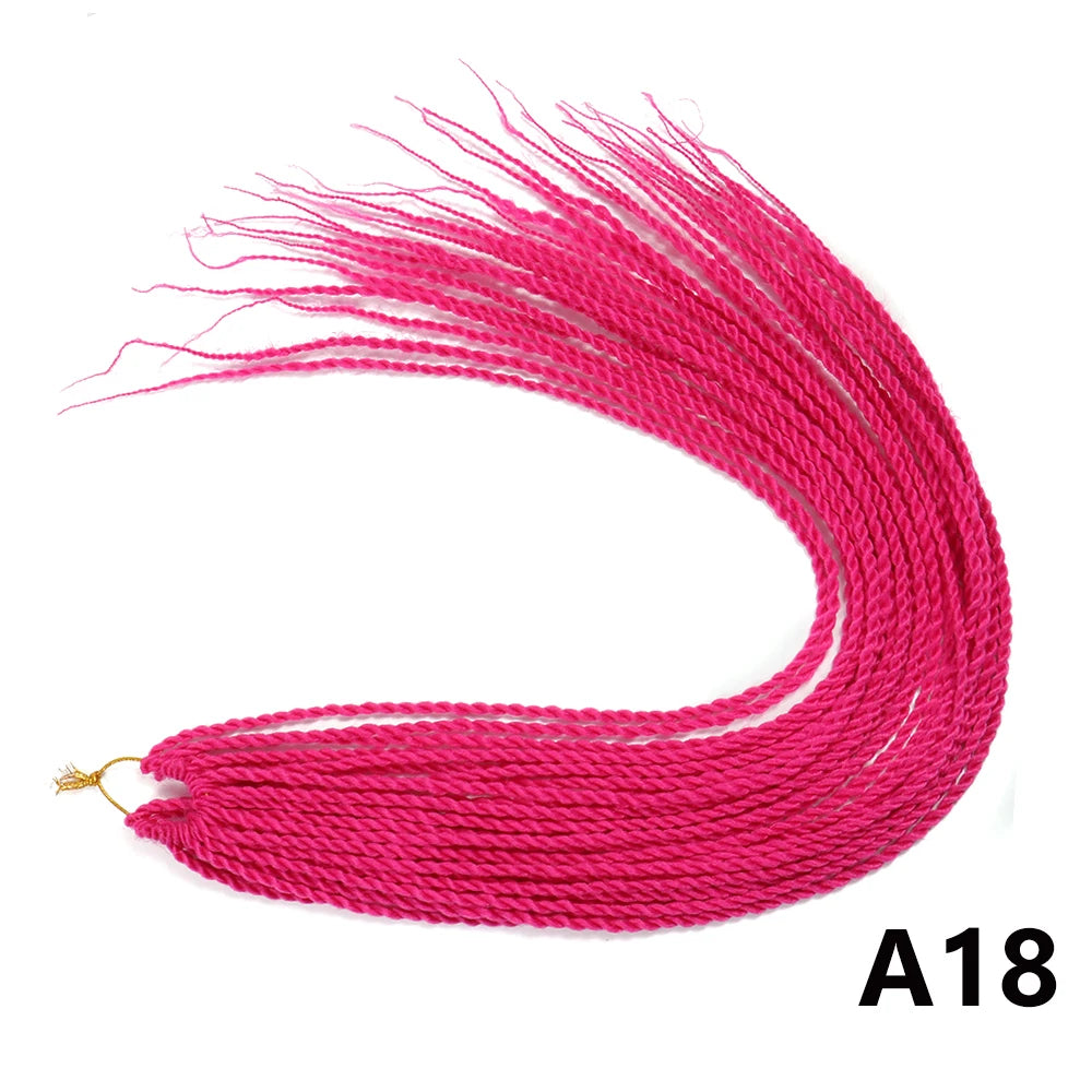 Tresses Senegalese Twist Crochet Synthétiques 24 Pouces | Brun | 30 Racines | Extensions Femme