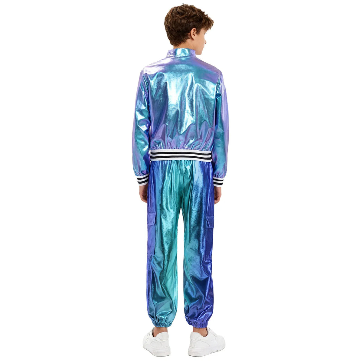Ensemble Danse Fille Hip Hop | Veste Bomber Métallique & Pantalon | Costume Scène Carnaval Jazz