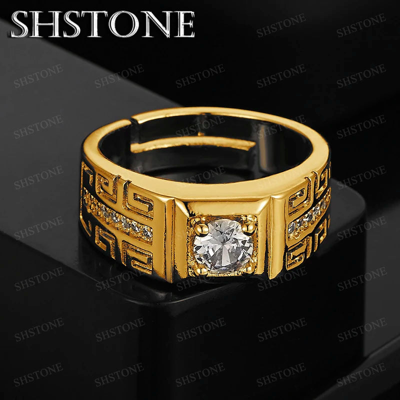 Bague Zircon AAA Or 18k Ajustable | Fiançailles Mariage | Luxe Noble | Bijou Femme & Homme