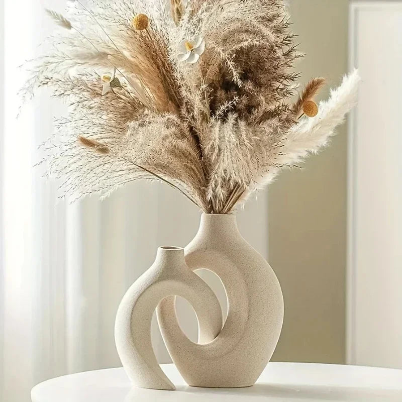 Set 2 Vases Nordiques Creux Plastique | Imitation Fleurs | Décor Salon Moderne | Haute Qualité