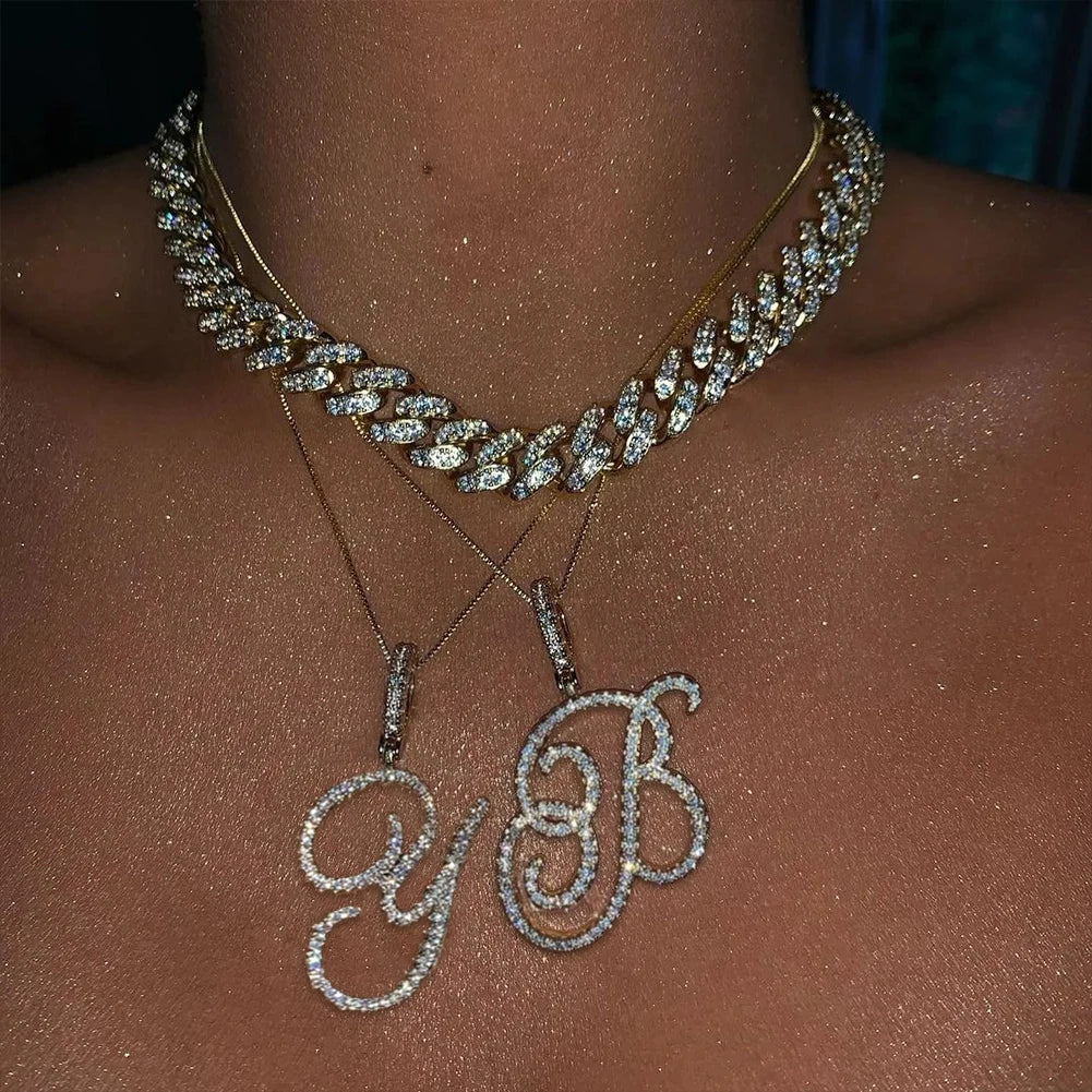 Collier Lettre Initiale A-Z Cursive | Chaîne Corde Simple | Cadeau Bijou Femme Tendance