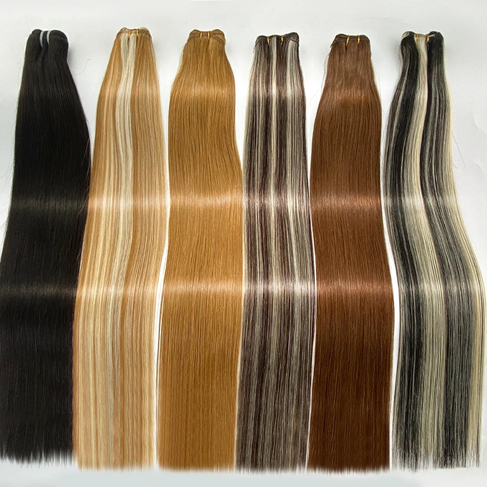 Tissage Weft Remy Européen | Lisse & Bouclable | Blonde Naturelle | 18-30 Pouces | Extensions Salon