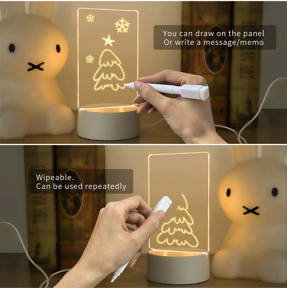 Lampe de Bureau Décorative USB | Tableau de Messages avec Stylo | Veilleuse de Chevet | Décoration Intérieure