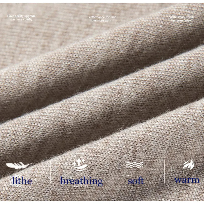 Luxury Men's Cashmere Sweater 100% Merino Wool Buttoned Pullover Autumn Winter Polo Collar Knitwear Male Casual Warm Jumper Tops