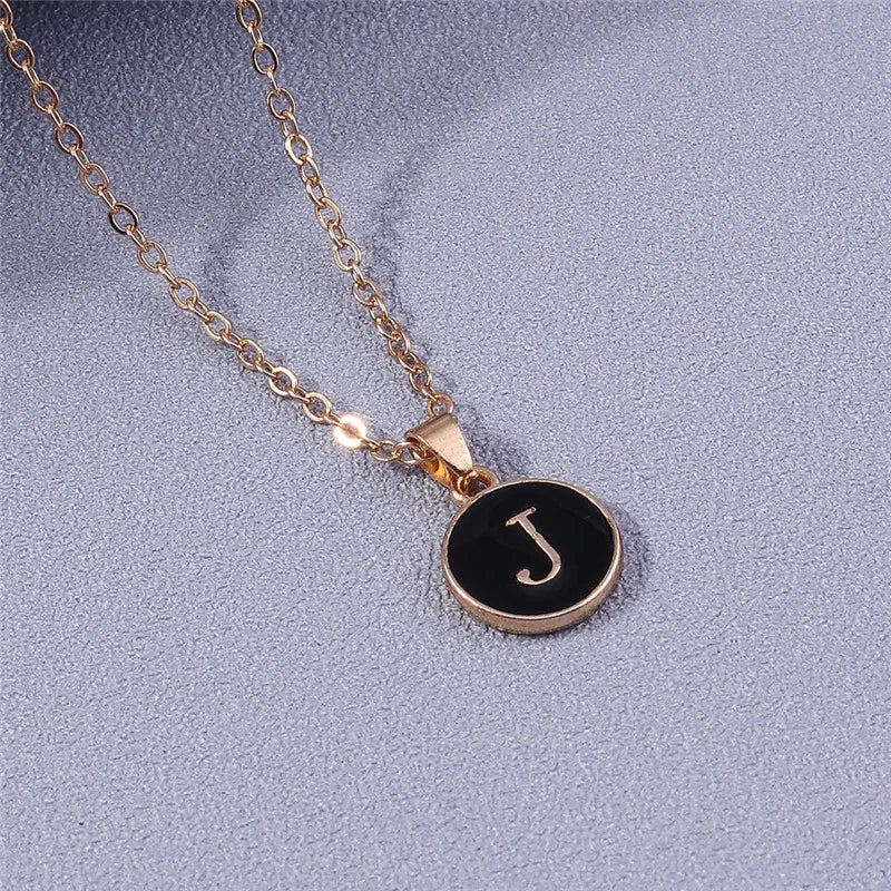 Collier Pendentif Initiales Femme | 26 Lettres A-Z Émail | Bijou Tendance Cadeau Anniversaire Fille
