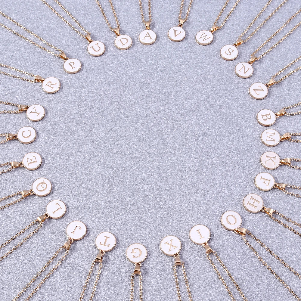 Collier Pendentif Initiales Femme | 26 Lettres A-Z Émail | Bijou Tendance Cadeau Anniversaire Fille