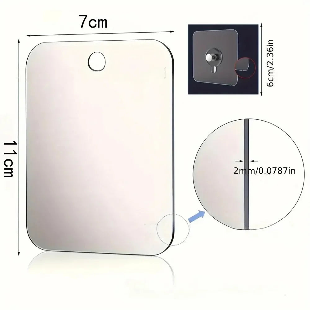Miroir Antibuée Acrylique avec Crochet Mural | Portable Voyage | Rasage & Maquillage Douche