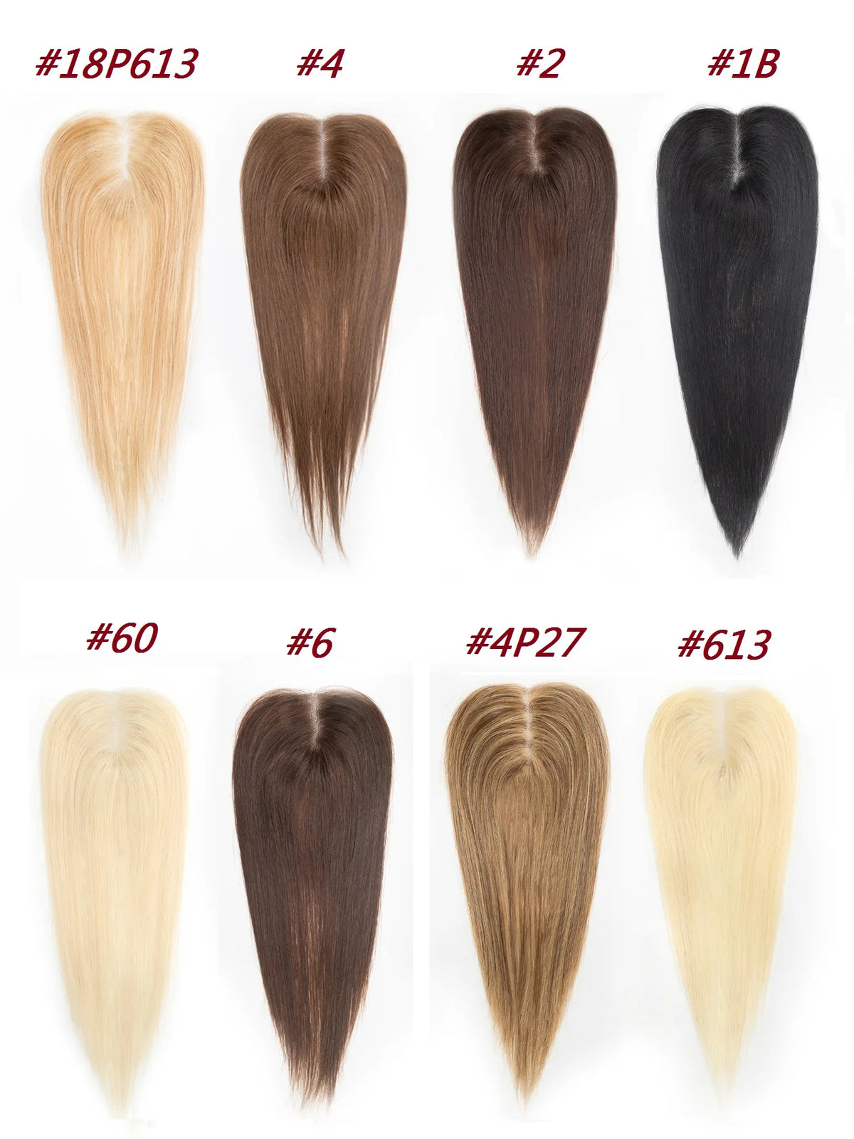 100% Human Hair Toppers Wigs with Bangs Silk Base Clip-in Hair Extension for Women 16-inch Topper Hair