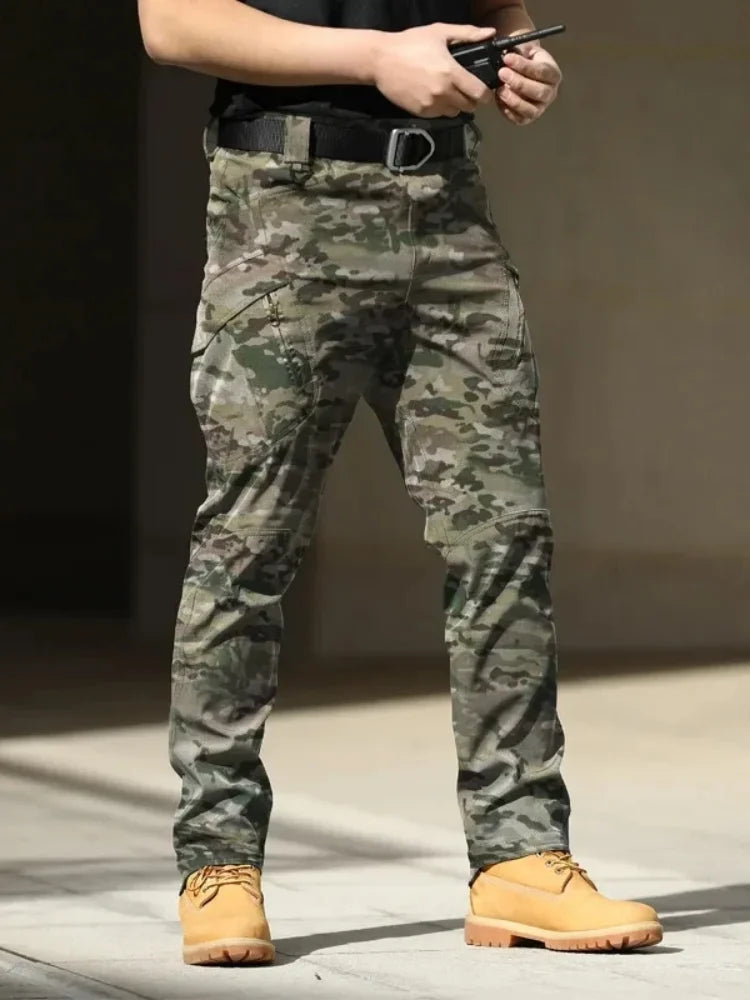 Men's Waterproof Cargo Pants Elastic Multiple Pocket Military Male Trousers Outdoor Joggers Pant Plus Size Tactical Pants Men