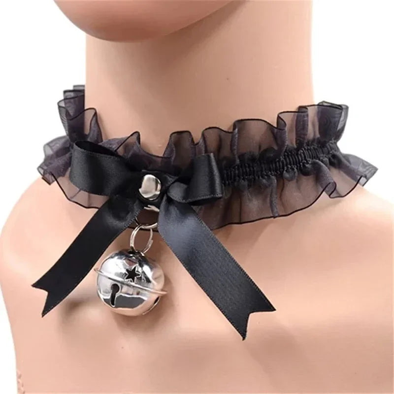 Collier Ras-du-Cou Dentelle Esthétique | Nœud Papillon Cloche | Femme | Collier Gothique Simple Sexy | Pendentif Mode