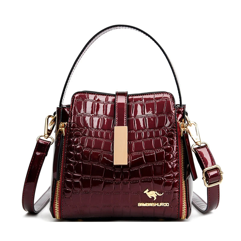 Sac à Main Femme Retro | Motif Crocodile Designer | Sacoche & Bandoulière | Cuir | Clutch Élégant