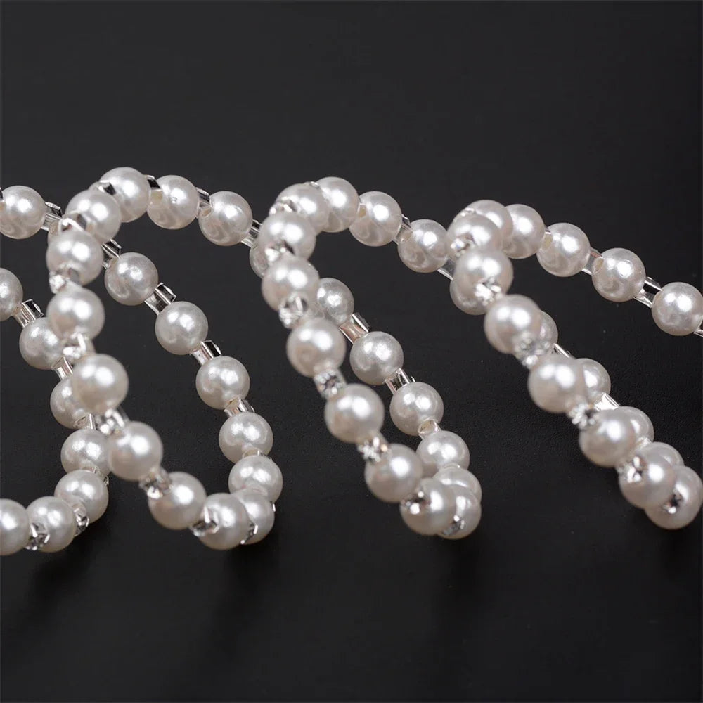 Elegant Multi-Layer Pearl Bracelet Adjustable Crystal Beaded Bangle for Women Wristband Bridal Jewelry Weddings Party Gifts