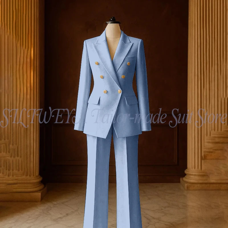 Ensemble Tailleur 2 Pièces Femme | Veste Double Boutonnage & Pantalon Droit | Élégant Bureau Toutes Saisons | Sur Mesure