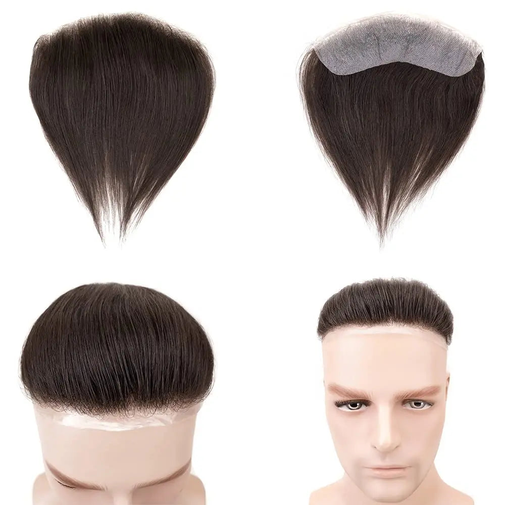 Hotsale 100% Human Hair Piece Men Topper  V Loop Super Thin Skin PU Front Line Forehead System Toupee Patch Wig for Men