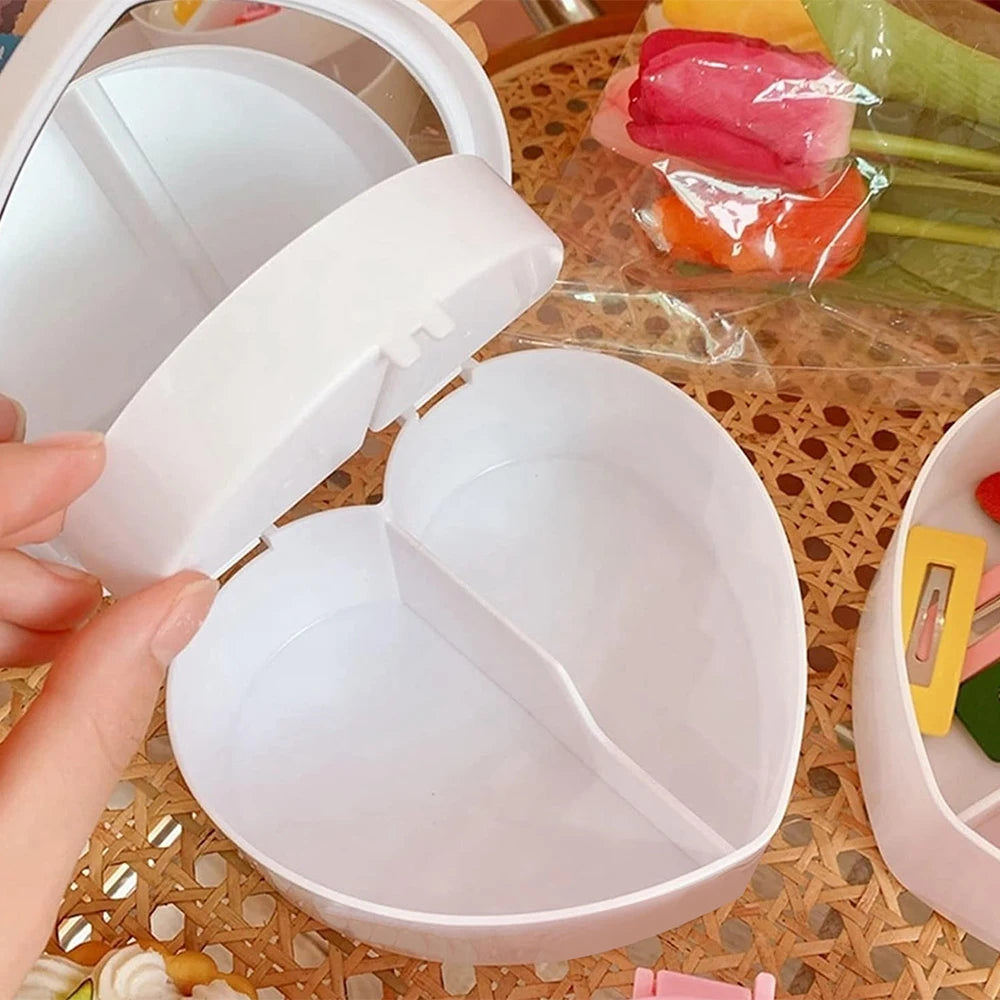 Boîte Rangement Accessoires Cheveux avec Miroir | Pinces Barrettes Élastiques Fille | Étui Voyage Portable