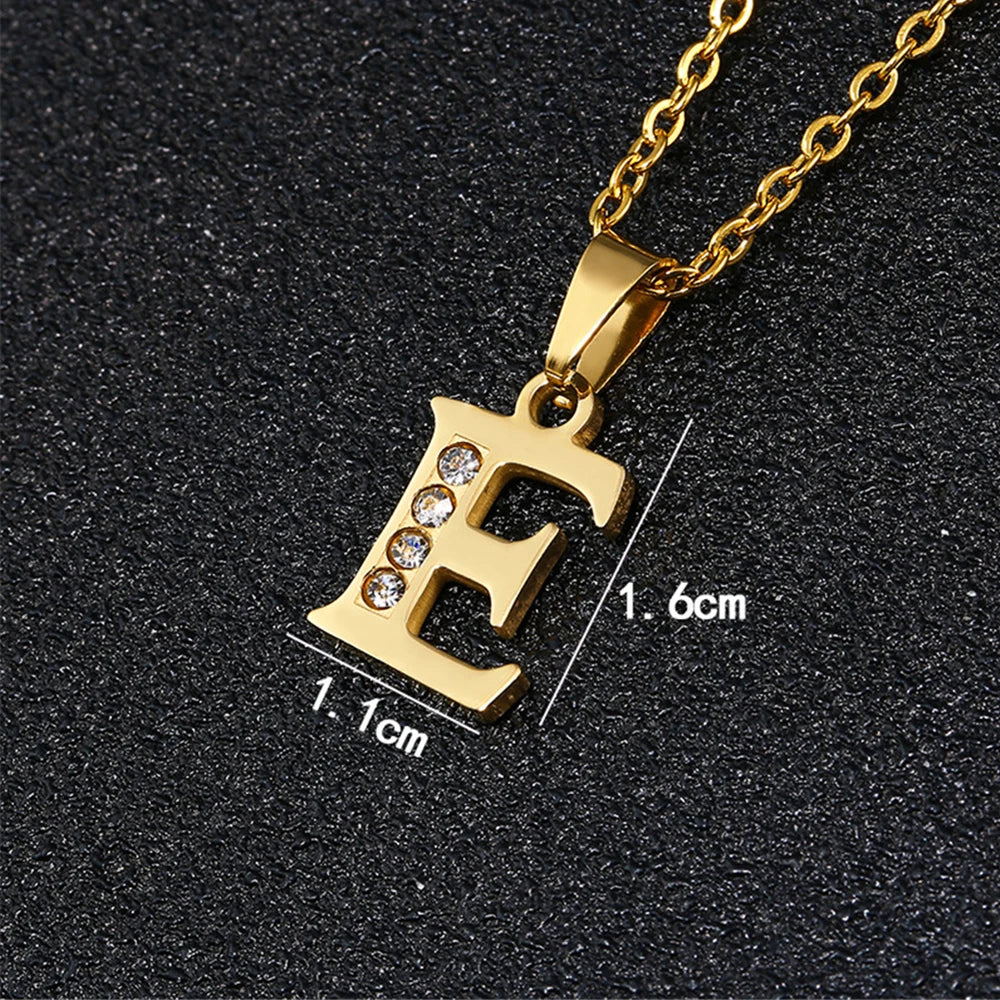 Initial A-Z Letter Name Pendant Necklace Gold Color Stainless Steel Small Alphabet Necklace For Women Jewelry Birthday Gift