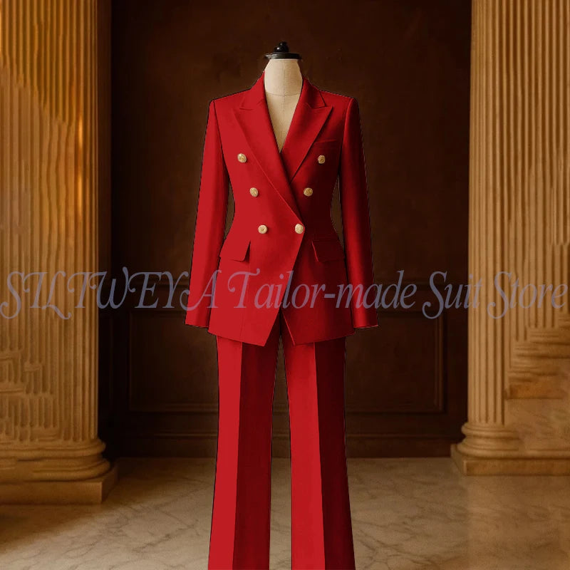 Ensemble Tailleur 2 Pièces Femme | Veste Double Boutonnage & Pantalon Droit | Élégant Bureau Toutes Saisons | Sur Mesure