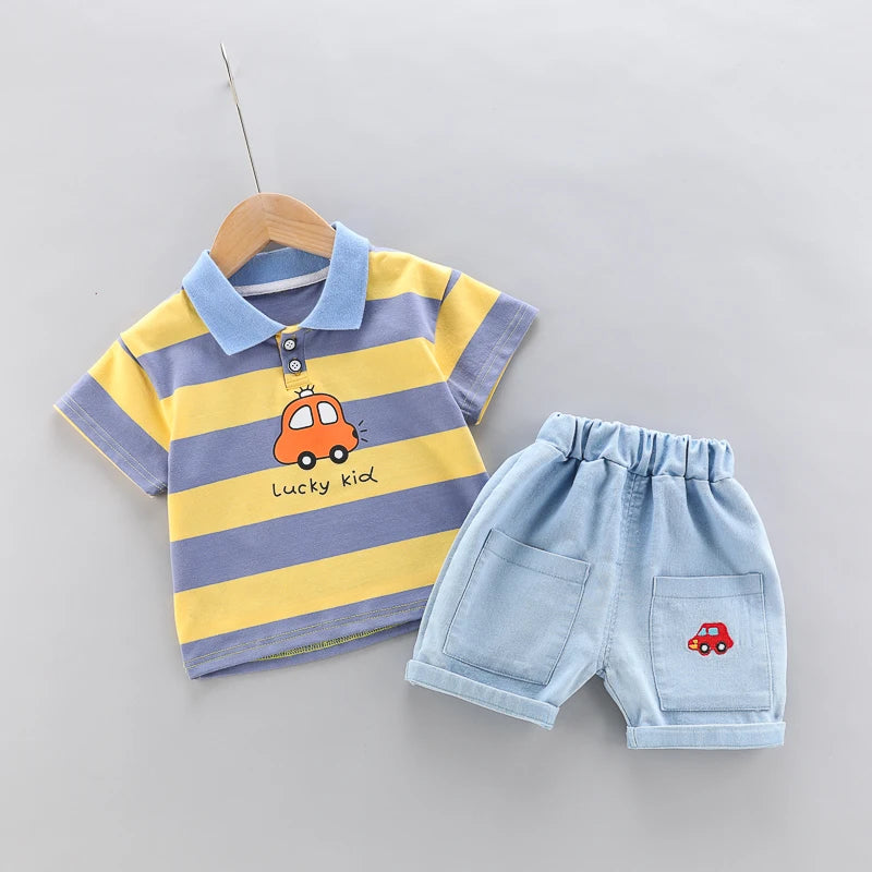 Ensemble Polo & Short Jean Garçon | Haute Qualité | 2 Pièces Été | Mode Enfant & Fille