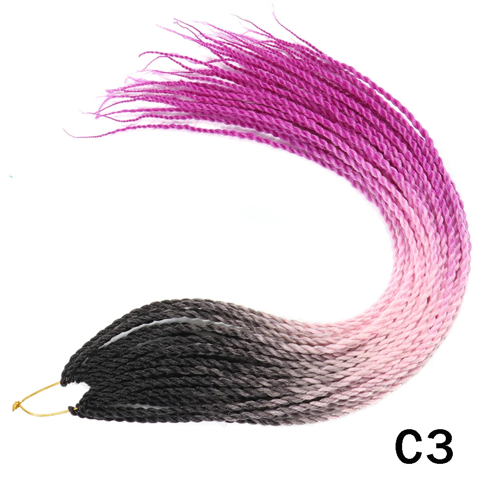 Tresses Senegalese Twist Crochet Synthétiques 24 Pouces | Brun | 30 Racines | Extensions Femme