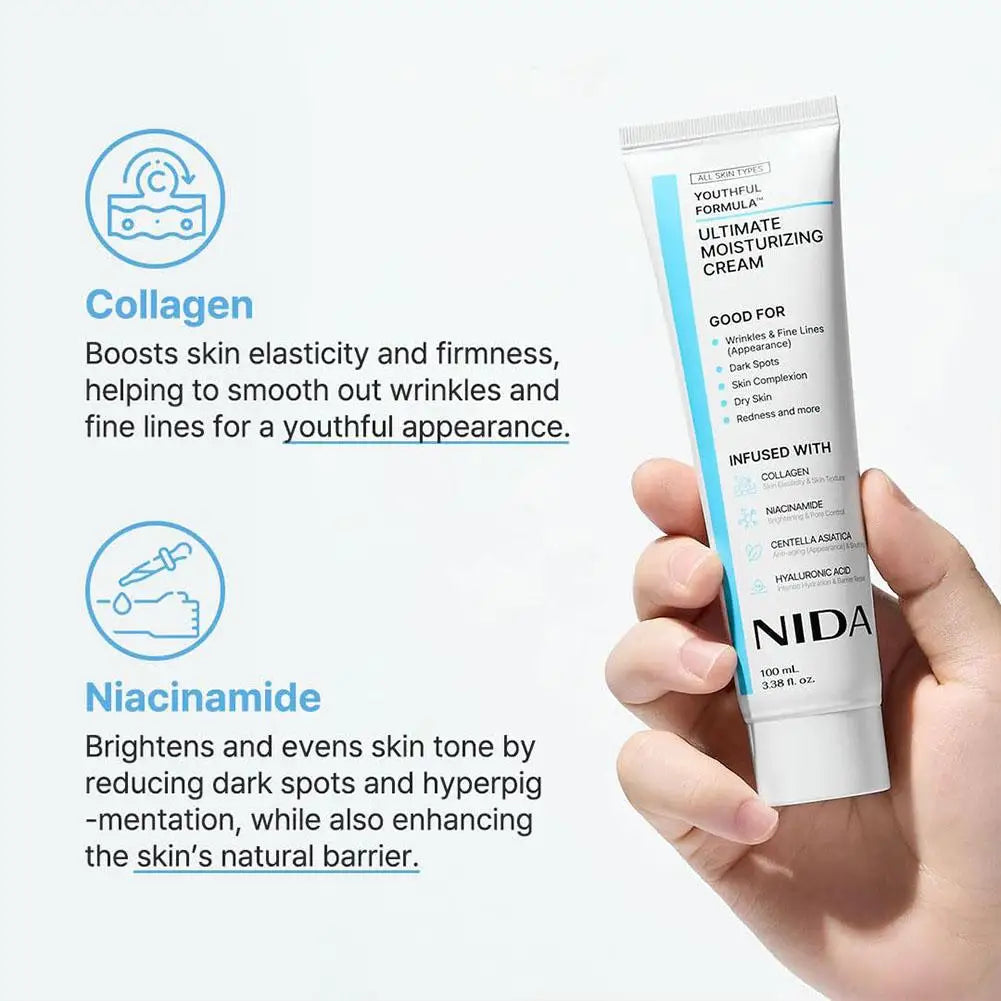 NIDA Moisturizing Cream Multi-Action Rejuvenating Face Cream Repairs Damage Ultimate Cream For All Skin Types Korean Skin Care