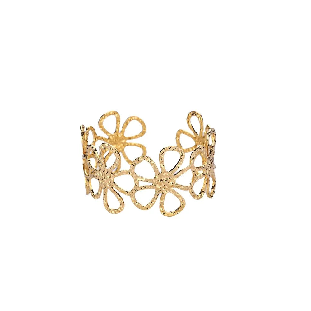 Exquisite Classic Bump Pattern Opening Bangles Bracelet For Women Cuff Bracelet Gold Color Stainless Steel Hand Ornament Gift