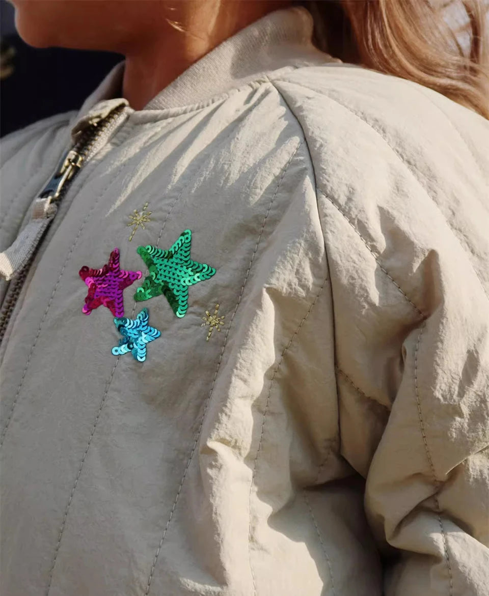 Manteau Polaire Paillettes Fille | Laine d'Agneau | Broderie Garçon | Vêtement Enfant Hiver