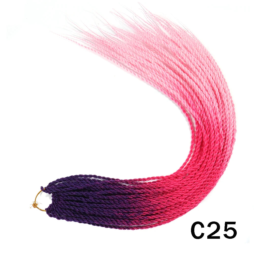 Tresses Senegalese Twist Crochet Synthétiques 24 Pouces | Brun | 30 Racines | Extensions Femme