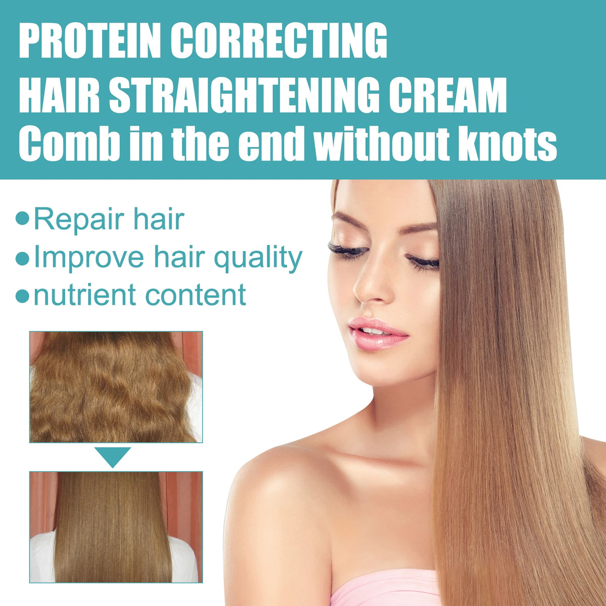 Keratin Correction Straight Hair Cream Repair Damaged Hair Improve Hair Quality Soften Hair Prevent Dry Frizzy Hair Care Product