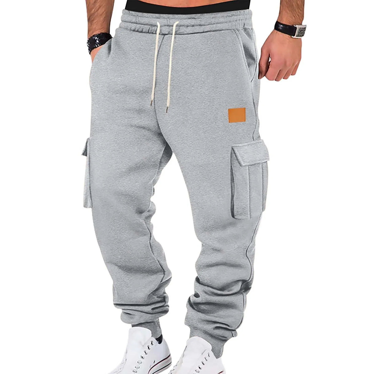 Men's Cargo Pants 2025 New Casual Loose Autumn Winter Straight Baggy Pants Multi-Pockets Solid Color Printing Sweatpants