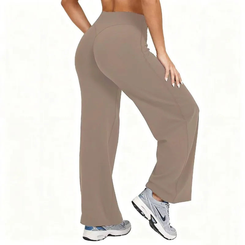 Pantalon Yoga Jambe Large Grande Taille Femme | Taille Haute Extensible | Running Pilates Sport