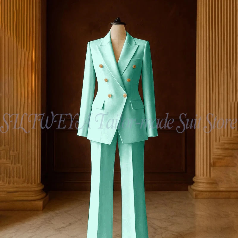 Ensemble Tailleur 2 Pièces Femme | Veste Double Boutonnage & Pantalon Droit | Élégant Bureau Toutes Saisons | Sur Mesure
