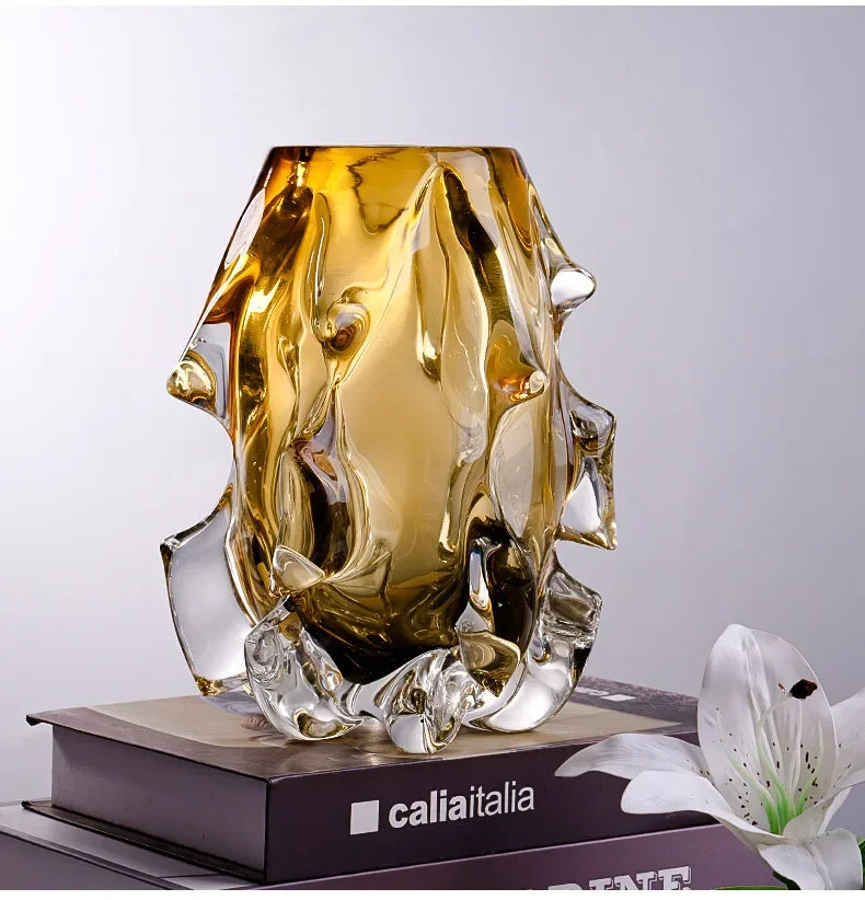 Vase Verre Élégant Base Bois | Plante Hydroponique | Décoration Bureau & Maison