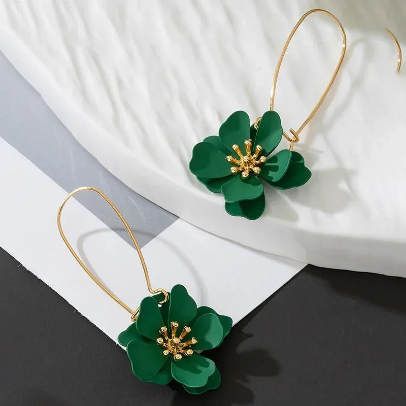 Hoop Earrings for Women Girls Spray Enamel Flower Geometric Ear Accessories Holiday Party Gift Fashion Jewelry EE007