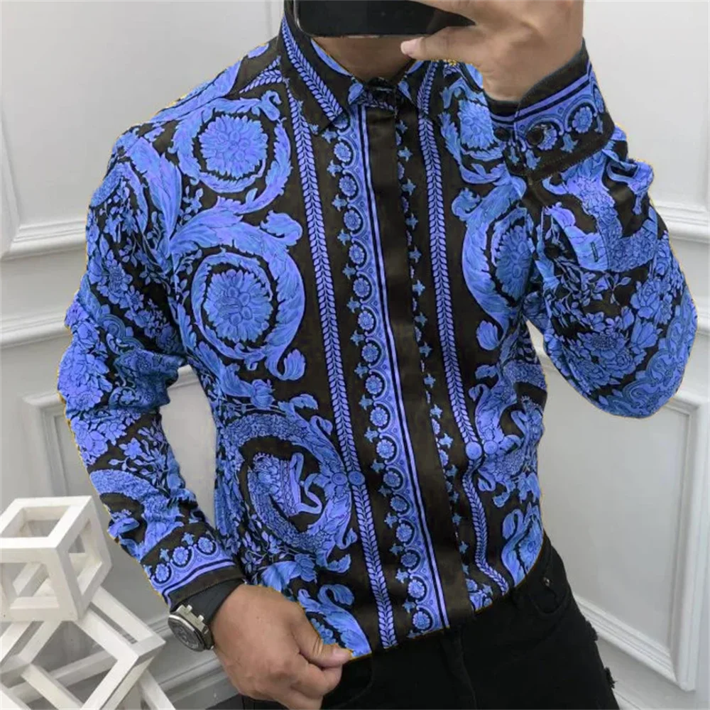 Chemise imprimée à manches longues pour homme | S à 5XL