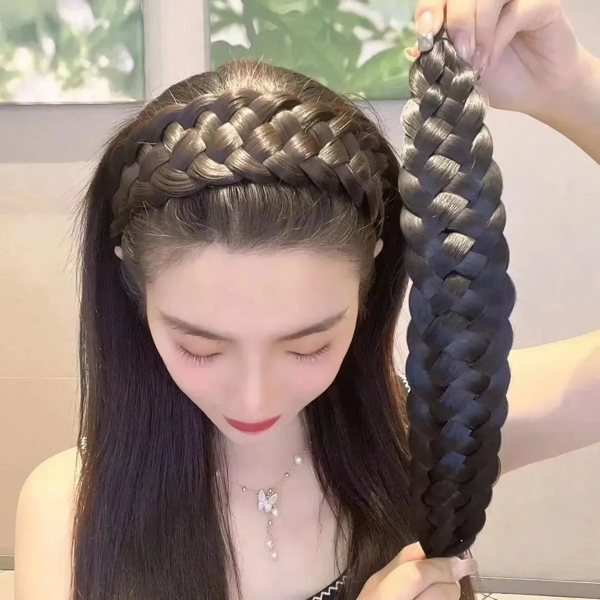 Wig Braided Headband Five-Strand Braided Wide-Brimmed Hairband Women's Hair Accessories