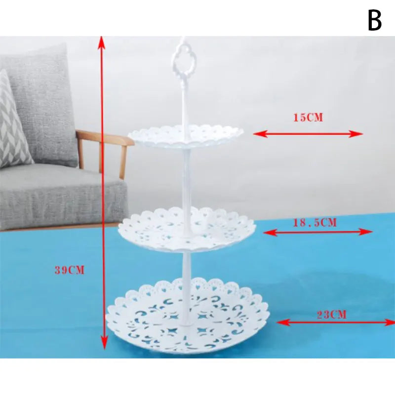 European Style Three-Tier Cake Tray Snack Stand Fruit Plate Birthday Party Decoration Supplies Wedding Dessert Table Cake Stand