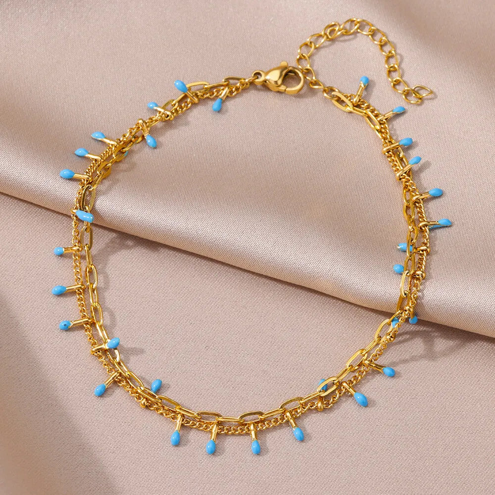 Bracelet de Cheville Femme Été | Chaîne Acier Inoxydable | Accessoires Plage | Bijou Pied Élégant