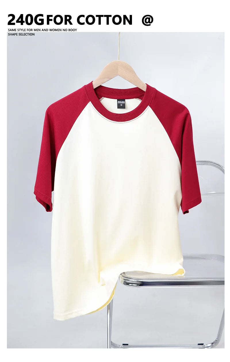 T-Shirt Homme Oversize Heavy | 240g Coton Pur | Manches Courtes | Bicolore | Casual Loose
